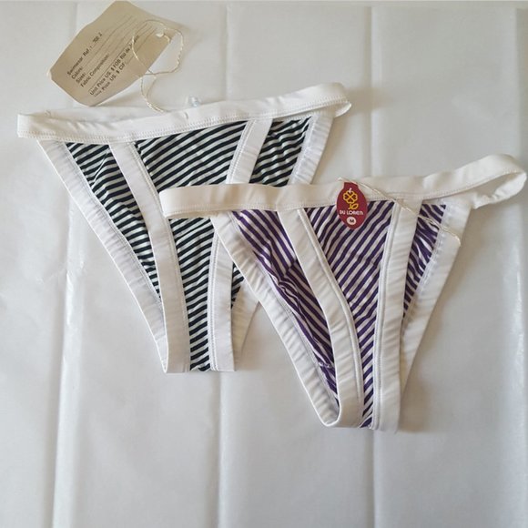 Lot of 2, bikini by du Loren (vintage) size M stripes nwt - Picture 4 of 12